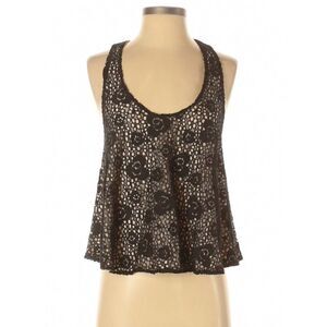 Piace Womens Small Black Embroidered Tank Top